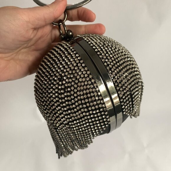 Badgley Mischka Rhinestone Ball Clutch Bag - Black - Picture 4 of 8